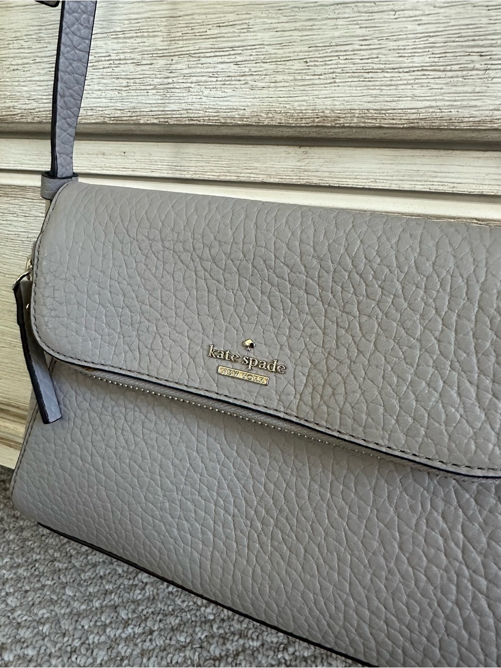 kate spade Pebbled Leather Crossbody Bag in Light Gray - Picture 3 of 17
